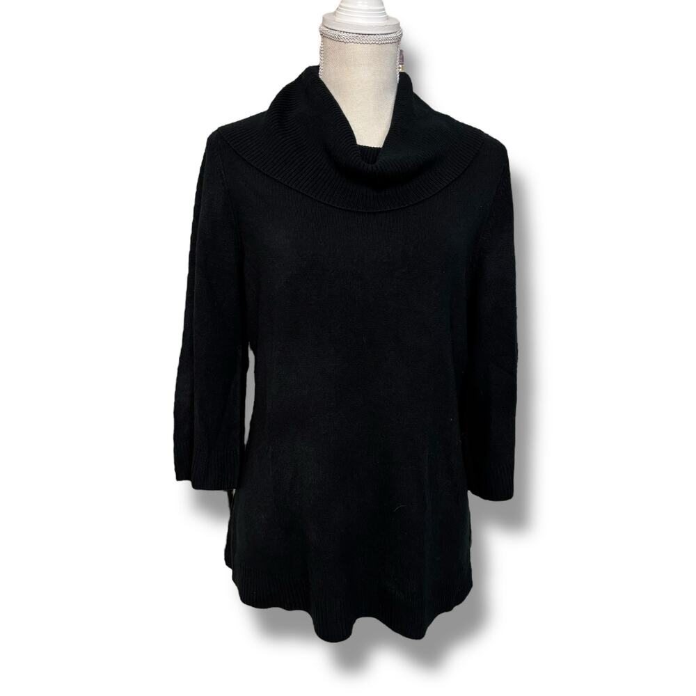 Designers Original Black Cowl Neck Sweater with Bell Sleeves Size Large